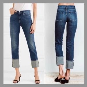 NWT Frame Le High Big Cuff Straight Leg Jeans